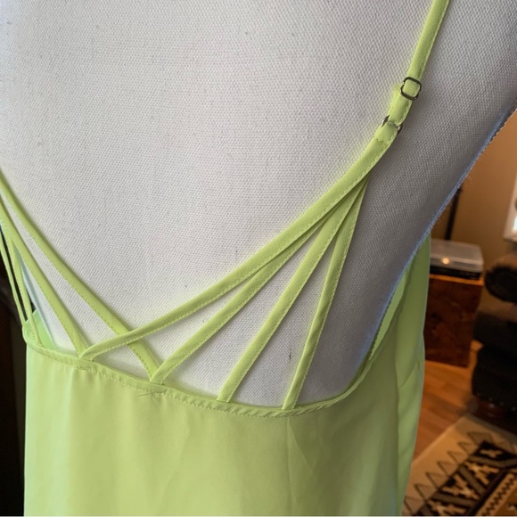 ๐ 2/$10 Lush neon green yellow tank top crisscross back - Picture 5 of 8
